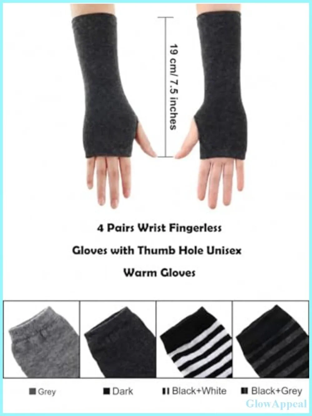 4 Pairs Fingerless Gloves Women Thumb Hole Arm Warmers Stretchy Knit